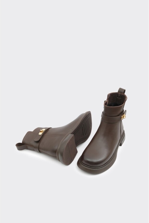 Hakiki Deri Fermuarlı Kadın Bot - 5