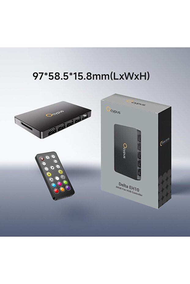 Ocypus Delta EH10 10-Port PC Fan Hub with Remote Controller (PWM/ARGB, Magnetic, 5V/12V) - 7