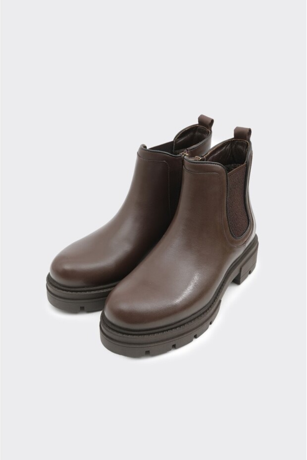 Hakiki Deri Yüksek Taban Kadın Bot - 2