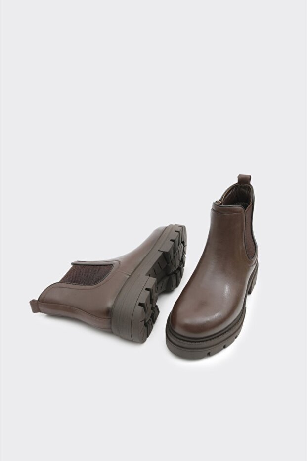 Hakiki Deri Yüksek Taban Kadın Bot - 5