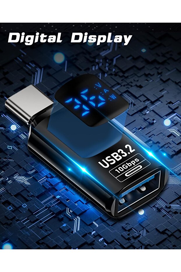 USB-C to USB-A Adapter with Digital LED Display - Compatible with iPhone & MacBook - 4