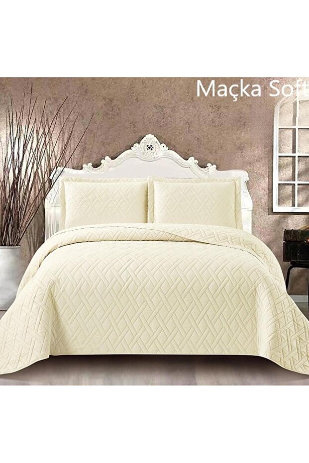 Istanbul Neighborhoods Series Soft Macca Double Size 3 Piece Bedspread Set