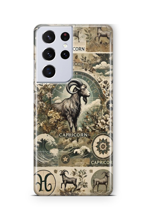 Samsung Galaxy S21 Ultra Compatible Capricorn Patterned Transparent Phone Case