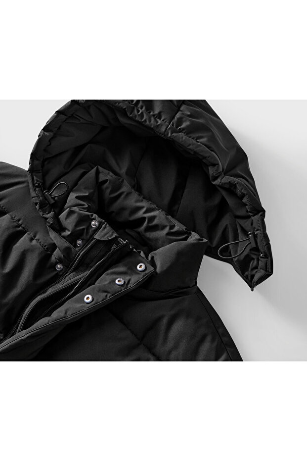 Erkek Kapitone Parka, Siyah - 4