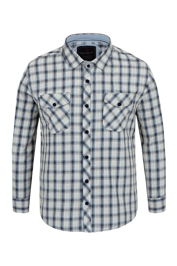 Large Size Cotton Flannel Shirt with Double Pockets (Loose Comfortable Fit)