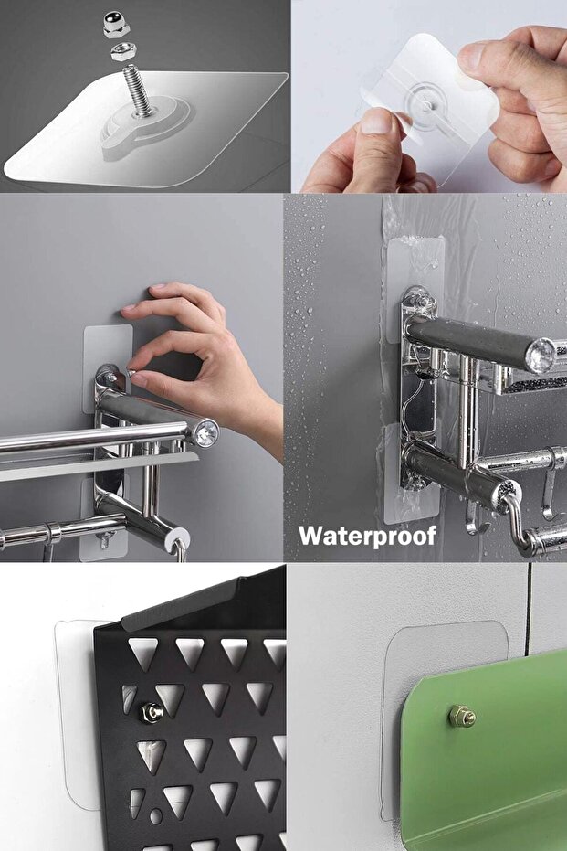 Kendinden Vidalı Duvara Delmenize Gerek Bırakmayan Süper Güçlü Yapışkanlı Raf Tutucu 15'li Askı Seti - 5