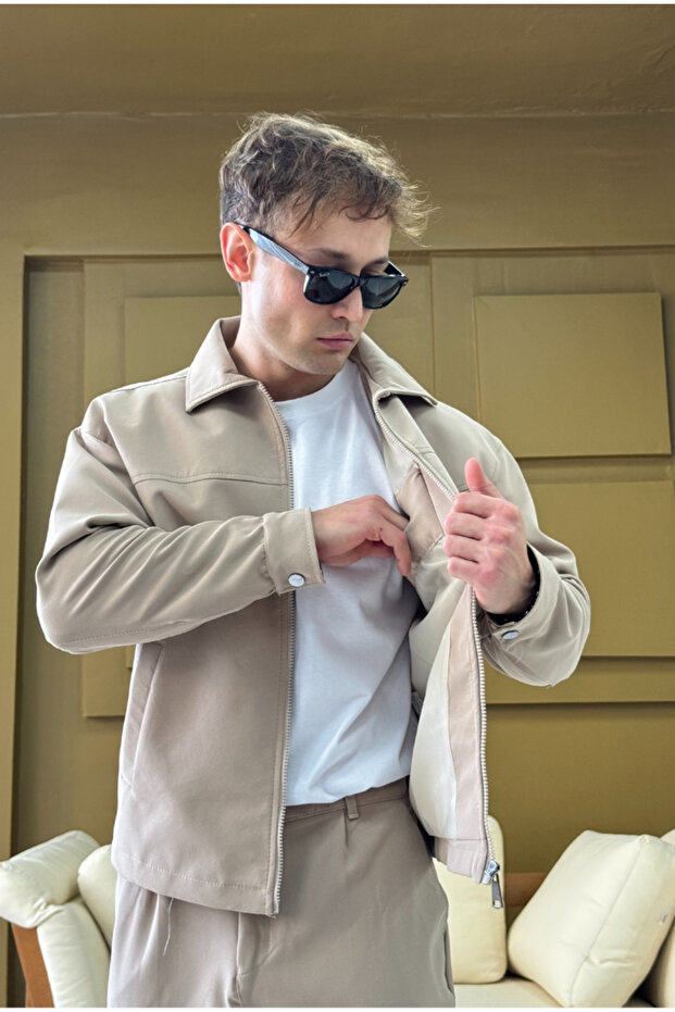 Kumaş Oversize Astarlı Ceket - 4