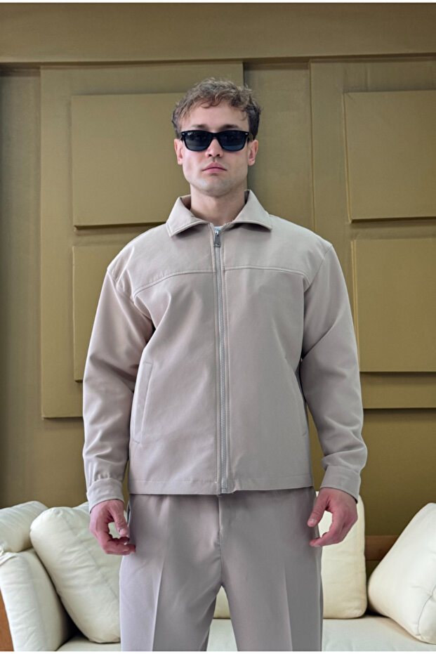 Kumaş Oversize Astarlı Ceket - 5