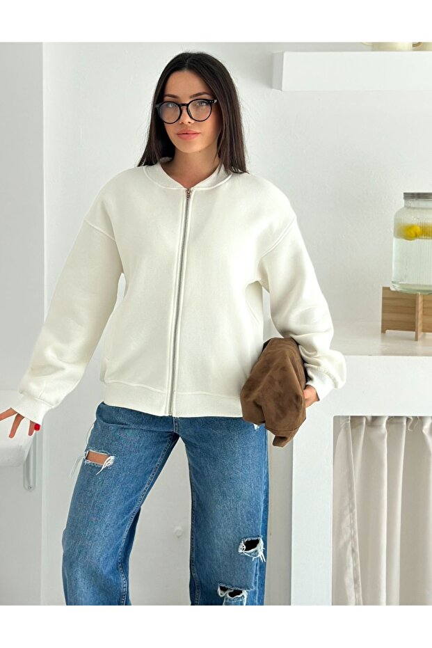 Zippered 3 Thread College Sweatshirt