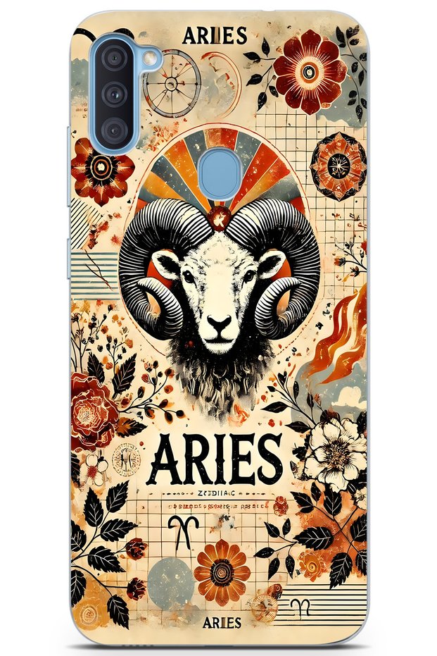 Samsung Galaxy A11 / M11 Compatible Aries Patterned Transparent Phone Case
