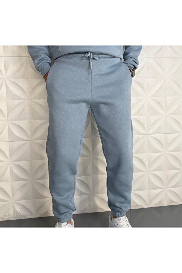 Men's Combed Cotton 3-Ply Shirt with Fleece-Lined Stretchy Legs Tracksuit Bottoms