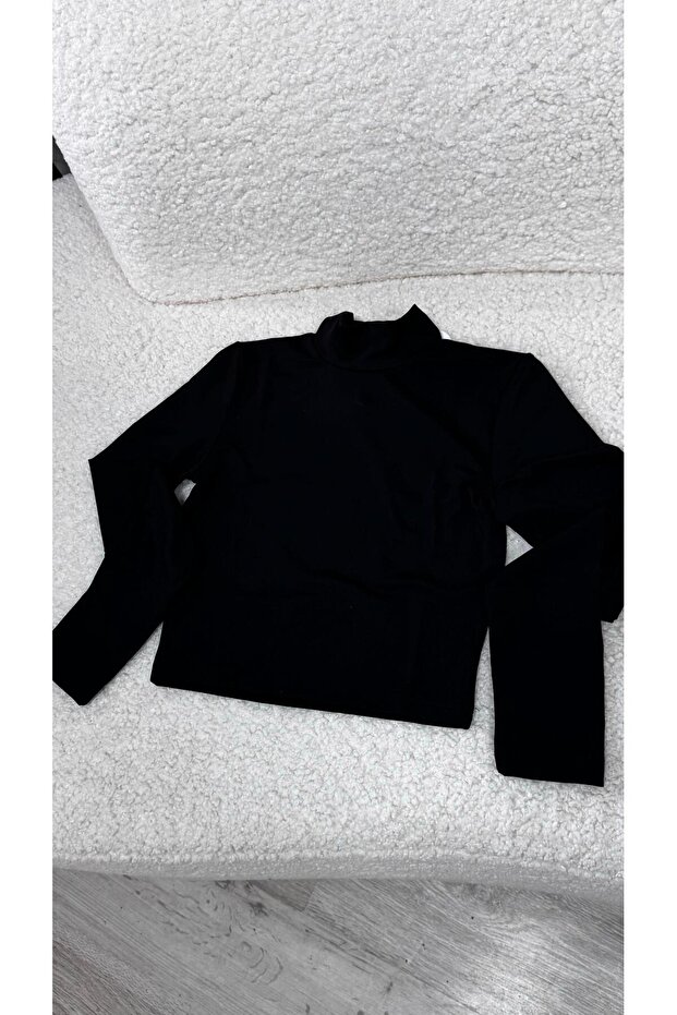 Quzu Turtleneck Basic Bodysuit Black - 1