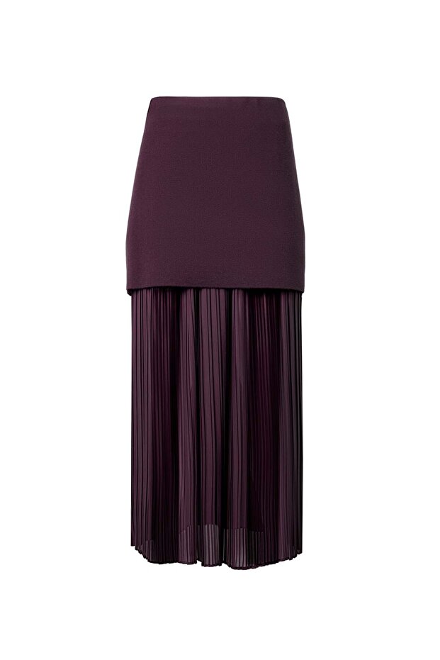 Şifon Astarlı Triko Etek - 5