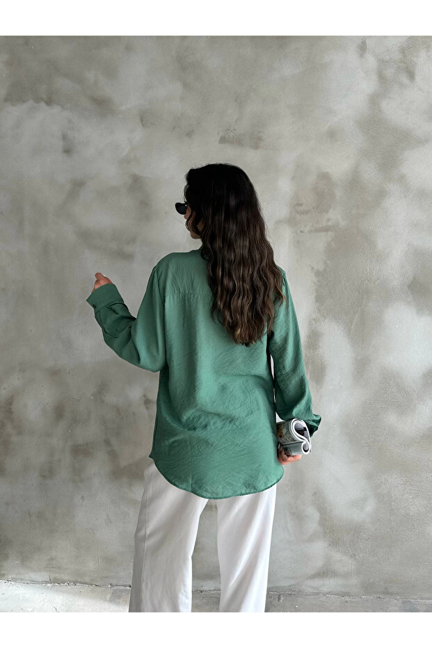 Yeşil Oversize Gömlek - 4