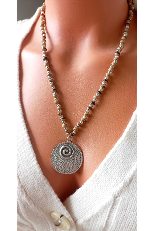 Ahşap Spiral Kolye - 3