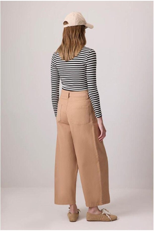 %100 Pamuk Çizgili Basic Örme Tişört Siyah - 4