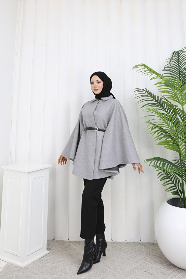 Women's Cashmere Poncho with Belt Detail