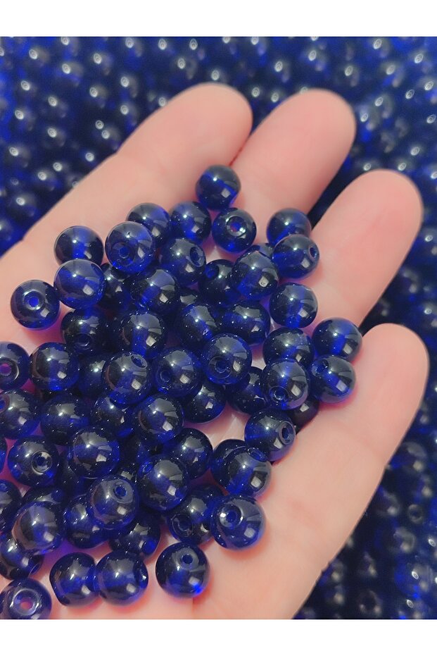 8mm Navy Blue Glass Beads (50 Pieces)
