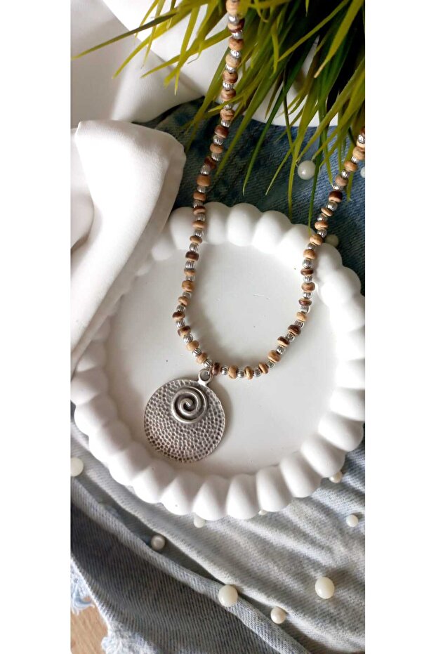 Ahşap Spiral Kolye - 2