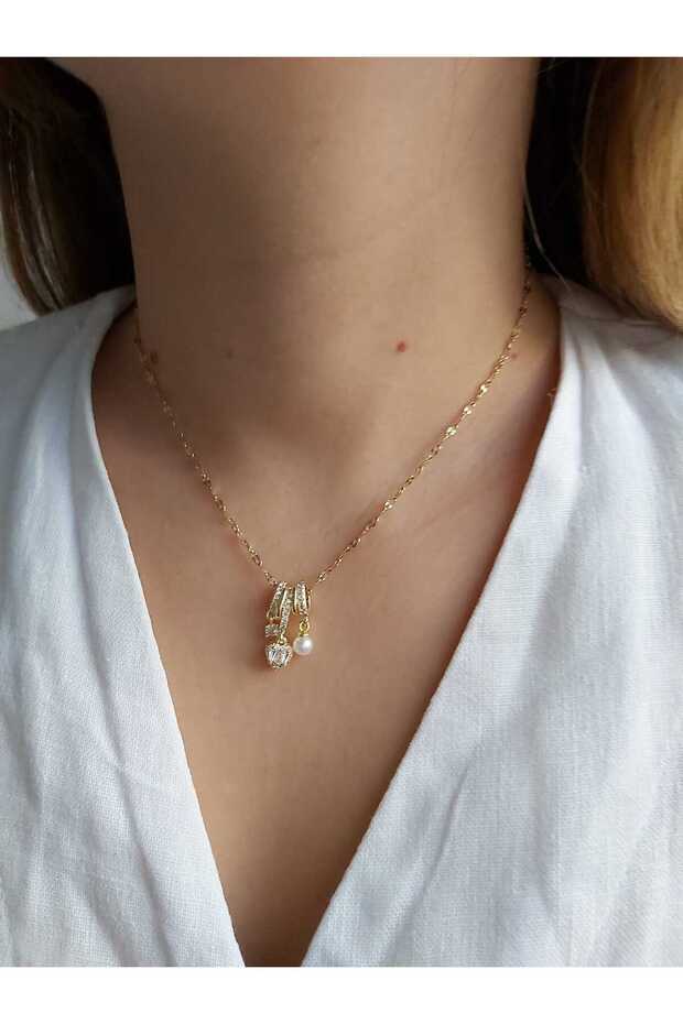 Çelik minimal charm kolye - 1