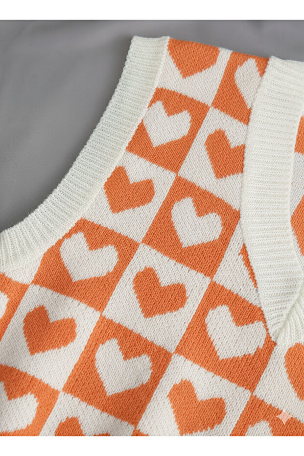 Kadın TURUNCU Oversize Triko Süveter - 4
