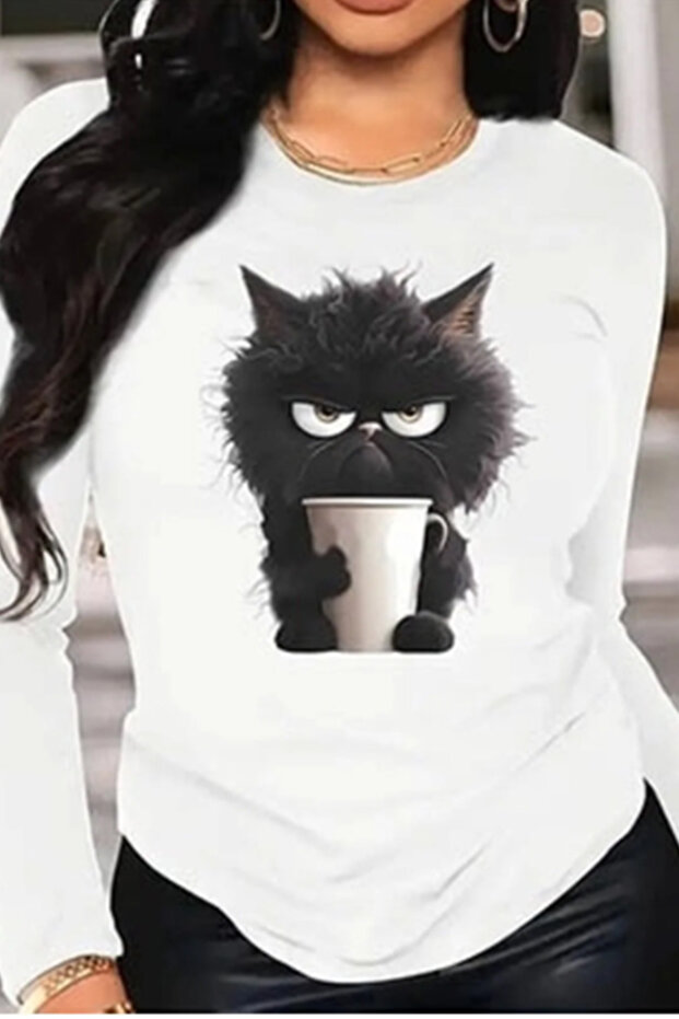 طاقم الرقبة المطبوعة بلوزة - 4