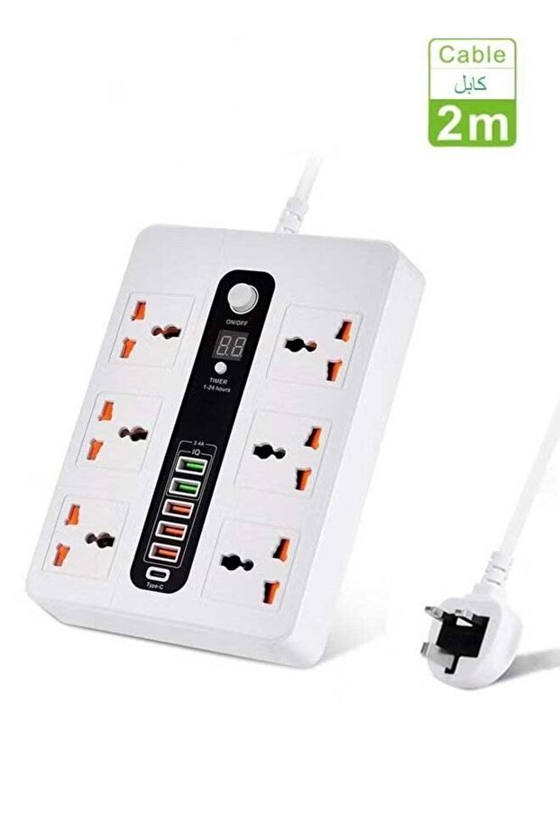 Universal USB Charging Power Strip with Timer and Global Outlets - 1