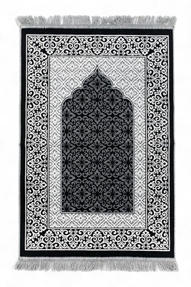Velvet Luxury Patterned Prayer Rug – Mosque Patterned Prayer Mat, Hajj and Umrah Gift, Bridal Prayer Rug