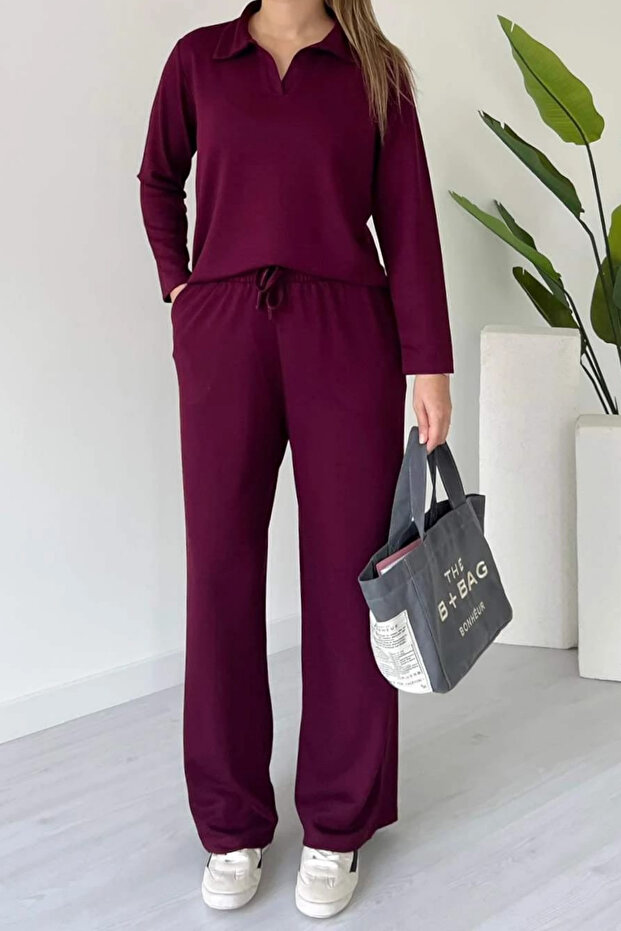Women's Modal Fabric Polo Neck Long Sleeve Suit 1126