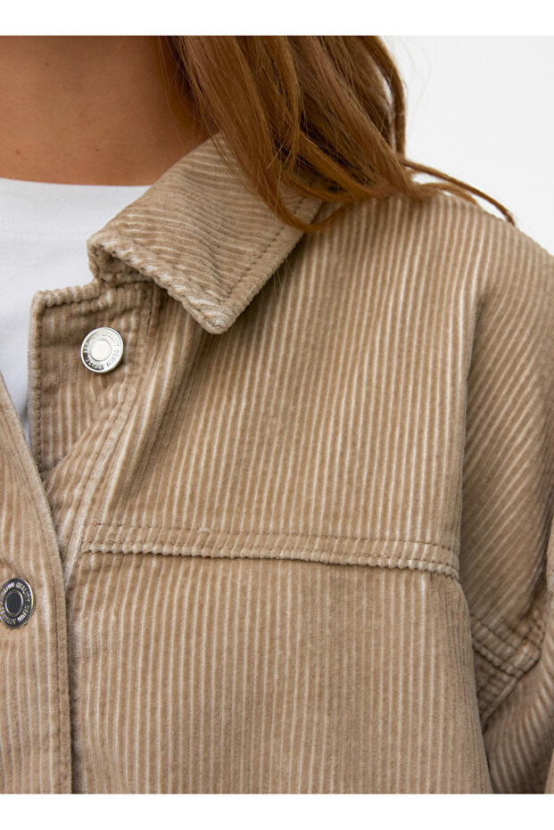 Normal Krem Kadın Ceket VMJAMIE LS CORDUROY SHACKET MIX NOO - 3
