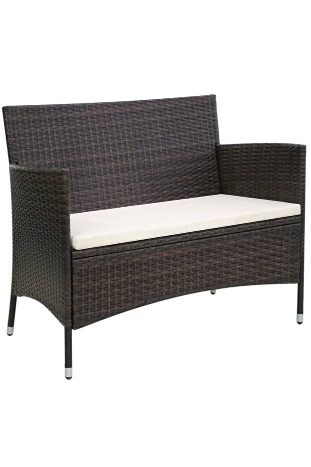Garden Bench 106 cm Poly Rattan Brown