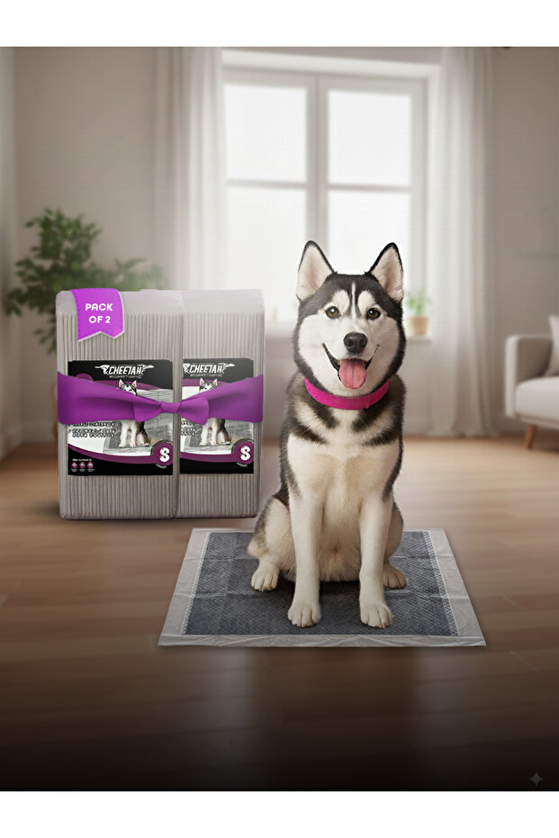 وسادات تدريب الحيوانات الأليفة للاستخدام مرة واحدة، 6 طبقات، لون رمادي، فحم نشط، مقاس صغير 35×45 سم، 200 قطعة - 1