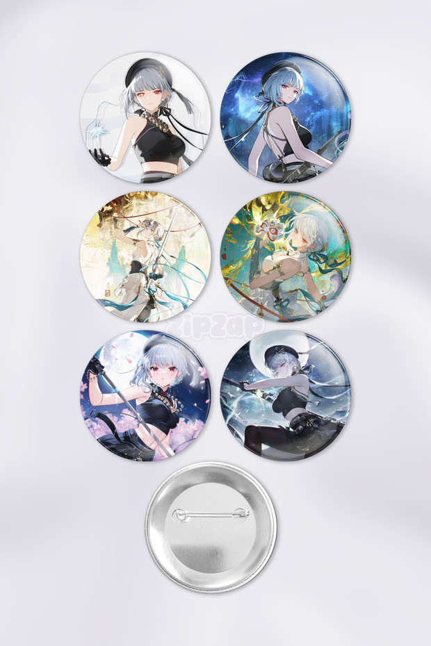 Sanhua Wuthering Waves Gacha Bag Ornament Badge Pin Button Badge Set (6 Pcs)