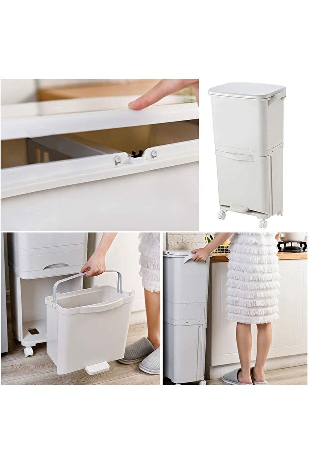 Kosz pojemnik odpady do segregacji 42L biały Nardan - 7