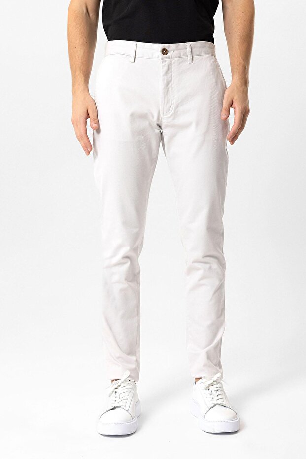 Gray Slim Fit Cotton Side Pocket Chino Trousers