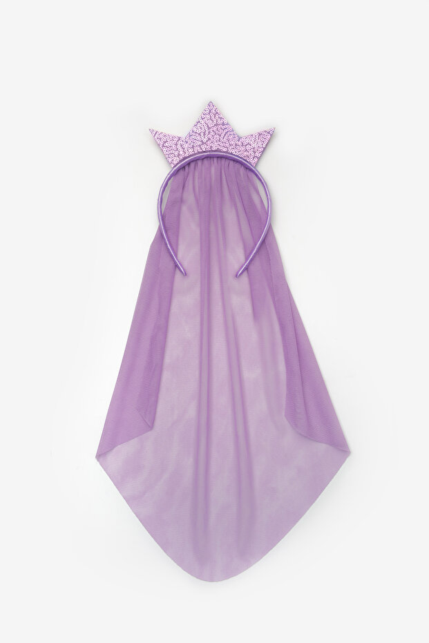 Lilac Tulle Detailed Queen Figure Girl's Crown