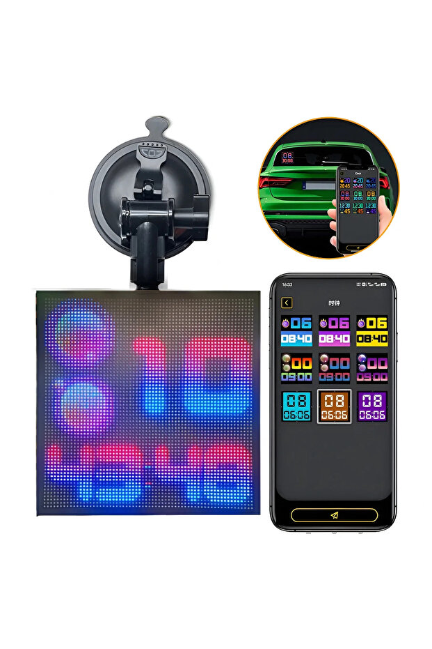 Car RGB LED digital display, text and symbol display, app control, USB, 13.1x12.8 cm - 9