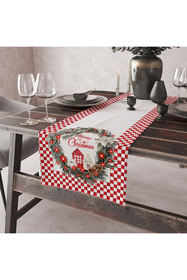 Velvet Textured Christmas Themed Runner 40X140 cm