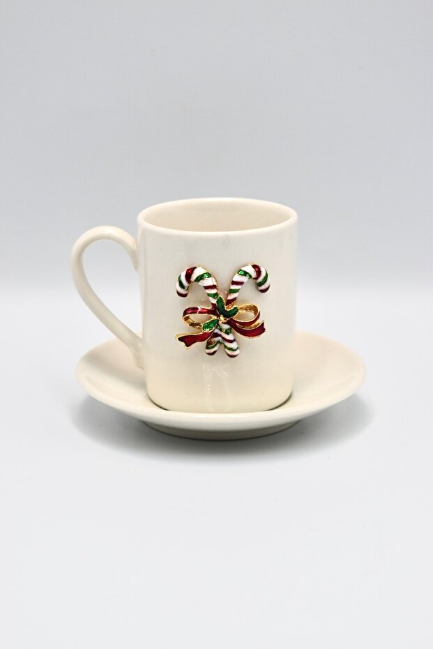 New Year's Double Cane Detailed New Year's Porcelain Cup Set - for 2 People