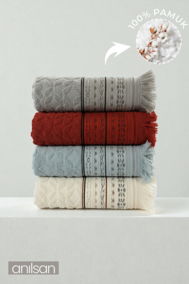 4-Pack Misya Hand Towels - 50X80 Cm, 170 Gr, 100% Cotton, Spa and Hotel Towels