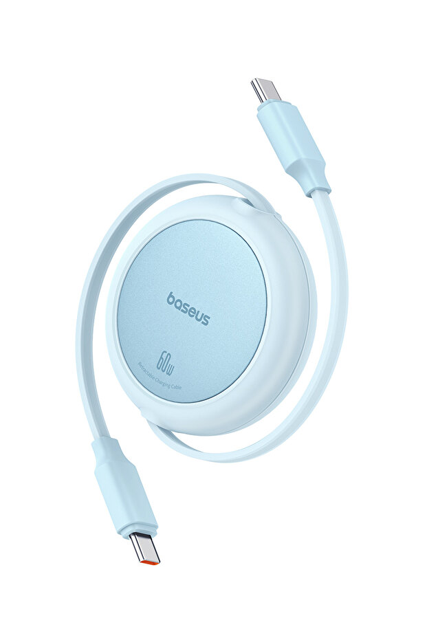 Free2Pull Mini Makaralı USB-C 60W Hızlı Şarj ve Data Kablosu, Mavi - 1