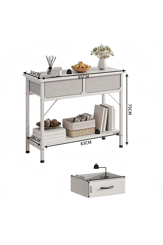 Console Table for Entryway, Sofa Table with 2 Large Drawers, 2-Tier Storage Organizer - 2