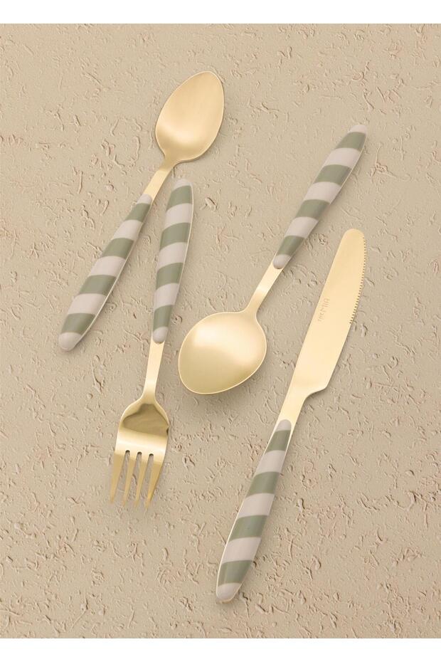 Joy Cutlery Set Green Gold 24 Pieces