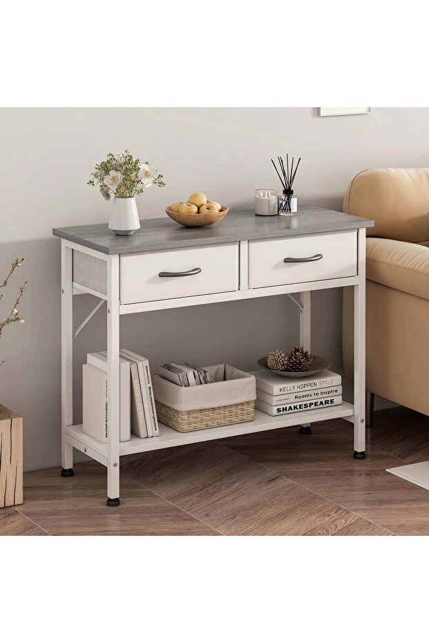 Console Table for Entryway, Sofa Table with 2 Large Drawers, 2-Tier Storage Organizer - 1
