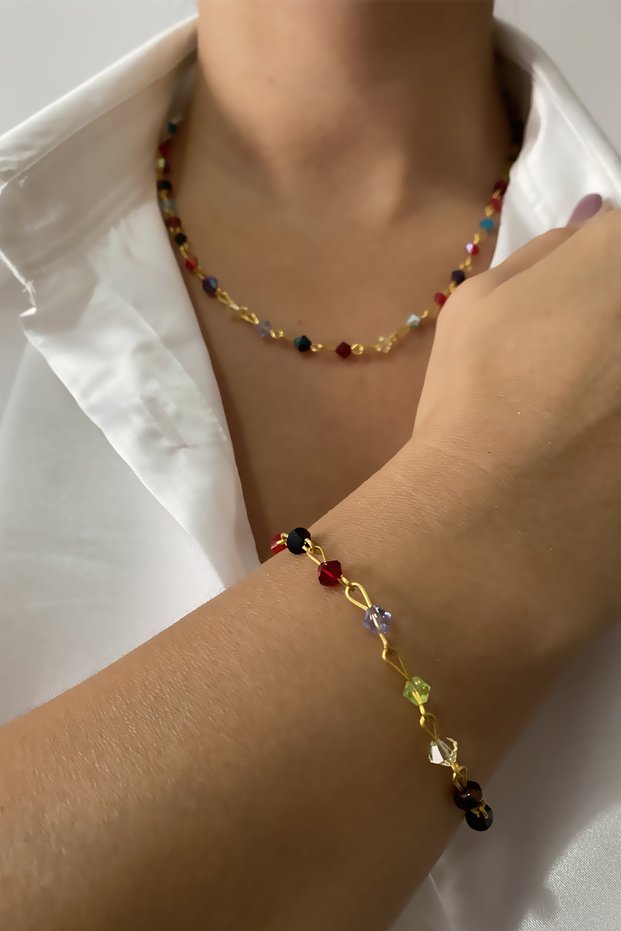 Multicolored Necklace Bracelet Set