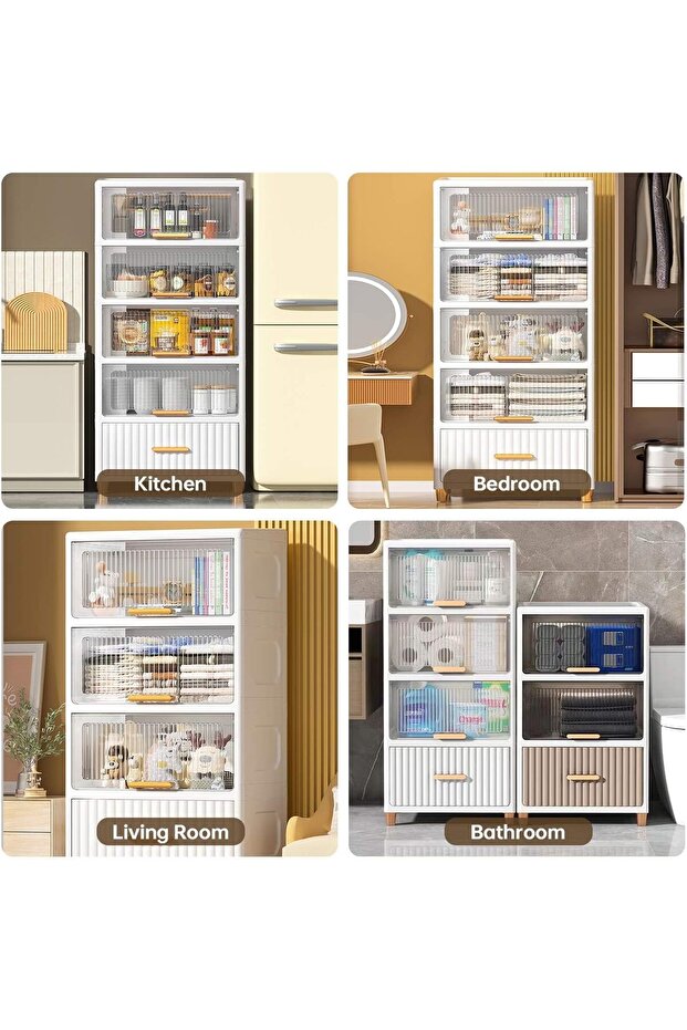 4-Layer Storage Boxes with Lids-Large Stackable Transparent Multi-layer Organizer for Home, Kitche - 8