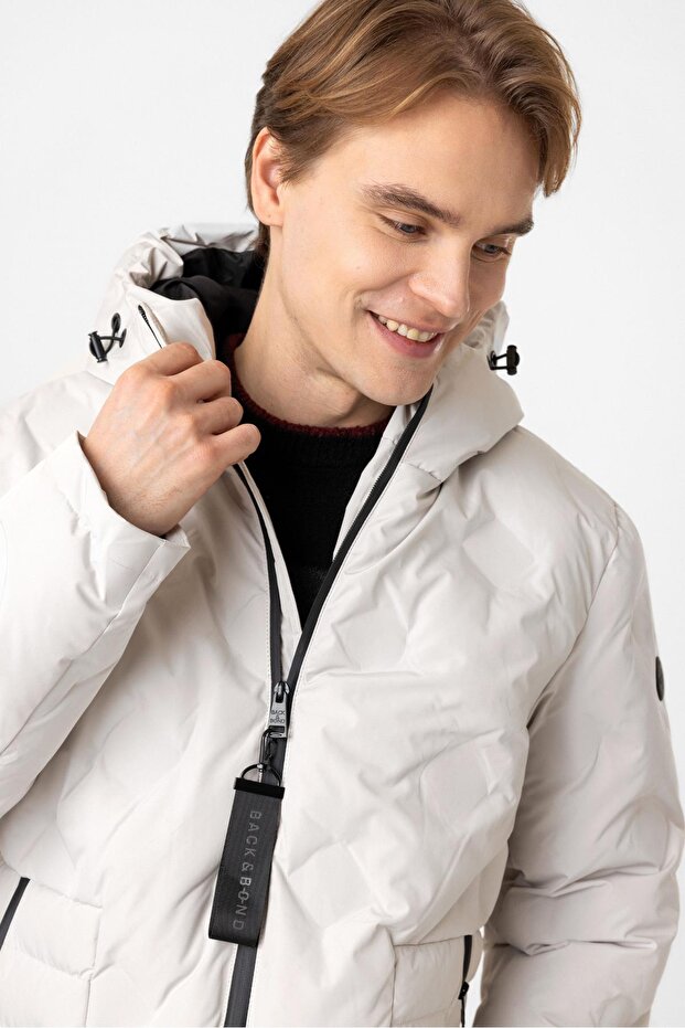 Taş Regular Fit Kapüşonlu Puffer Mont - 4