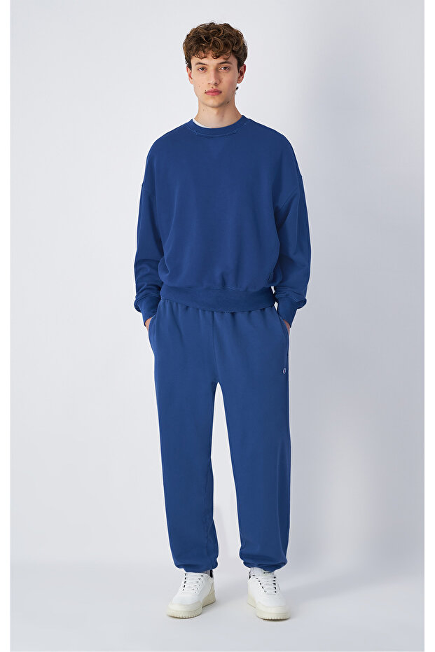 Time Capsule Elastic Cuff Pants Blue Men's Sweatpants -220880-Bs189