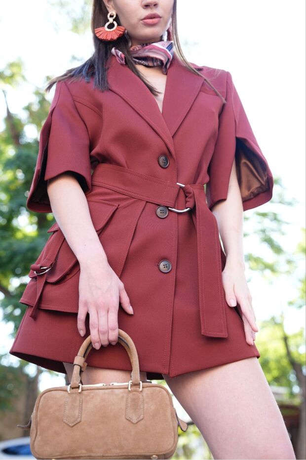 Ravenna Detachable Belt Jacket Dress with Pockets