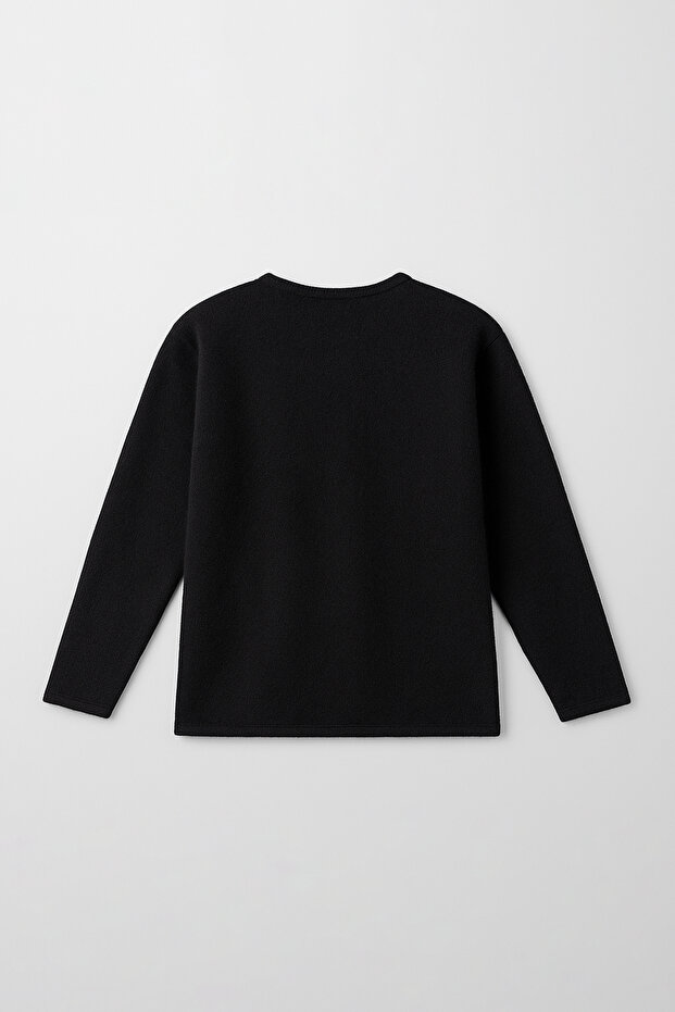 EazyStudio+ Kadın Siyah Basic Kurdele Bağlamalı Triko Hırka - 4